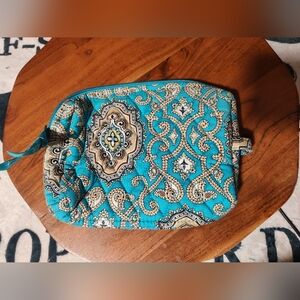 Vera Bradley Blue and Tan Cosmetic Bag with Paisley Design